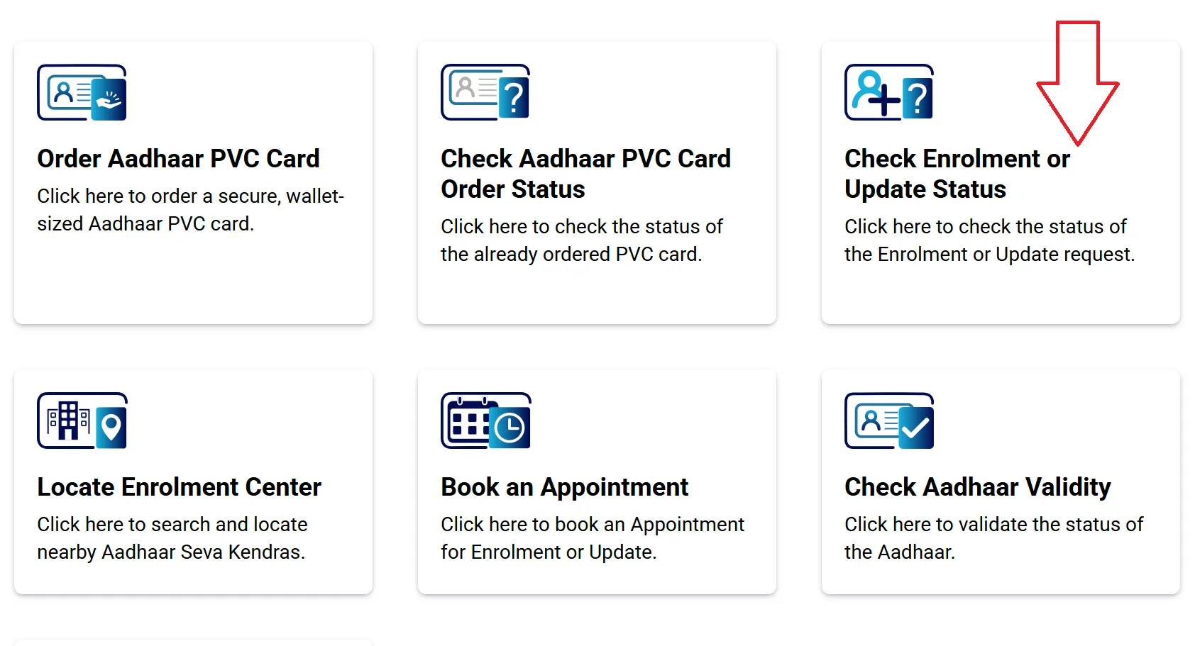Aadhaar Card Status Check steps on UIDAI portal